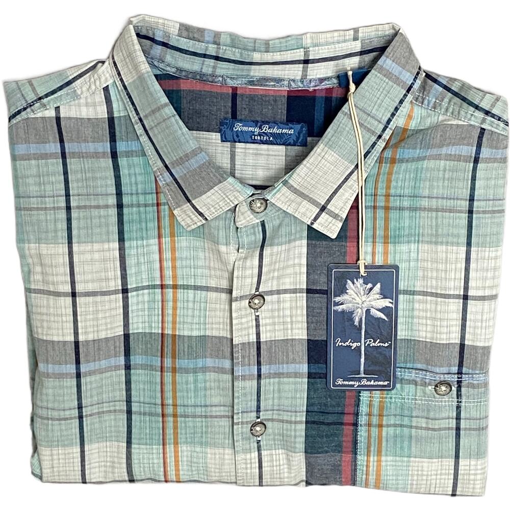 Tommy Bahama Long-Sleeve Plaid Button-Down in Green, Blue, Cream, Brown
